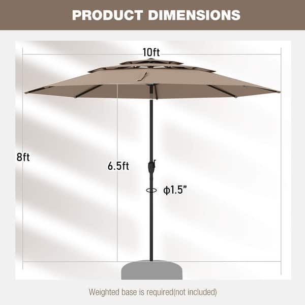 dimension image slide 2 of 7, Costway 10 ft 3-tier Vented Patio Umbrella Large Market Table Umbrella