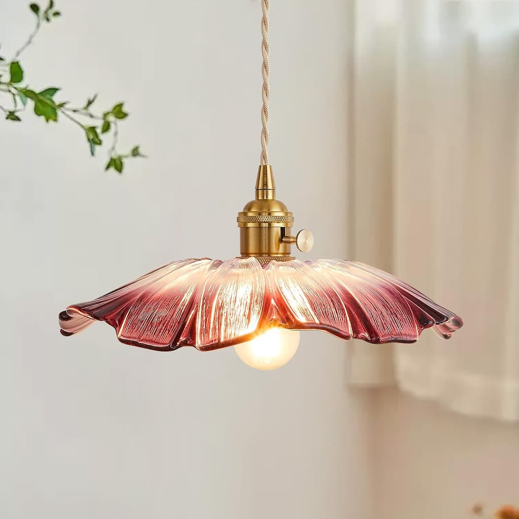 Sunflower pendant light purple hanging light glass bedroom light