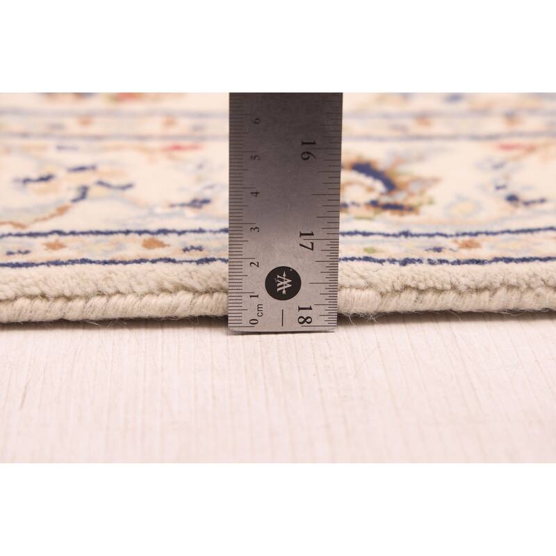 ECARPETGALLERY Hand-knotted Nain Cream Silk, Wool Rug - 2'8 x 16'3