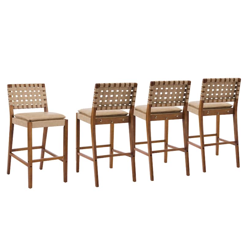 Christopher Knight Home - Rieti Industrial-Inspired Barstool Set with Crossback PU Upholstery and Wooden Frame