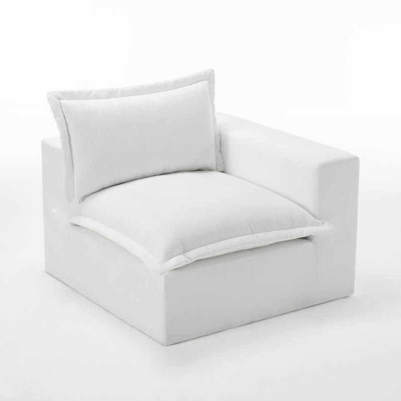 42"W Chenille Upholstered No Assembly Corner Chair - Right Facing - Beige