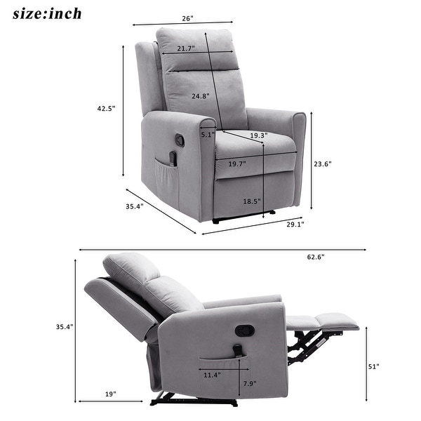 Merax Manual Recliner Chair with Heat and Rolling Kneading Massage