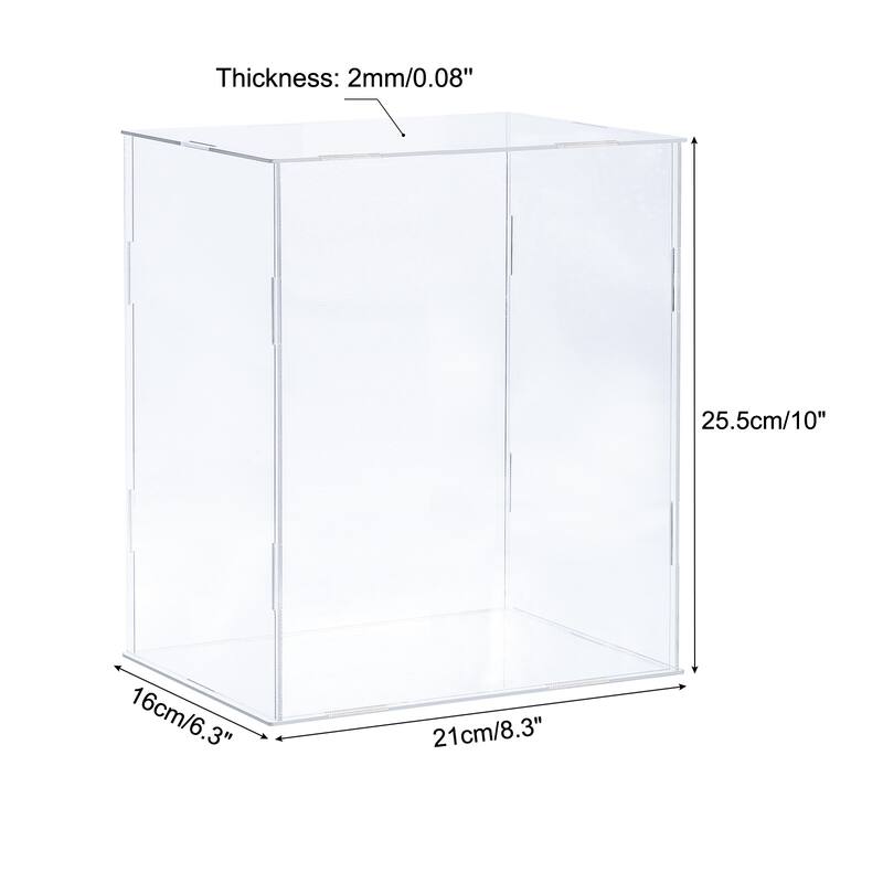 Acrylic Display Case Plastic Box Cube Storage Box Assemble Showcase - 8.3x6.3x10 Inch