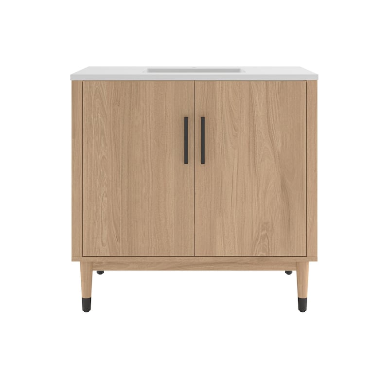 Fresca FCB4436-CWH-U Sawyer 36" Free Standing Single Basin Vanity Set - Sunburst Oak