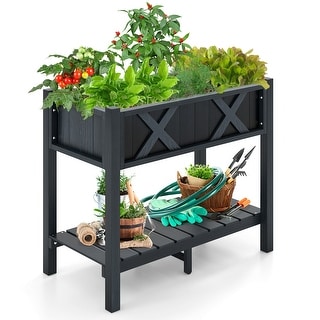 Gymax HIPS Raised Garden Bed Poly Wood Elevated Planter Box w/ Legs &