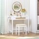 preview thumbnail 6 of 7, COSTARS Rattan Makeup Vanity Desk with Mirror and Lights, White Vanity Table with Drawers,Dressing Table with 3 Lighting Modes
