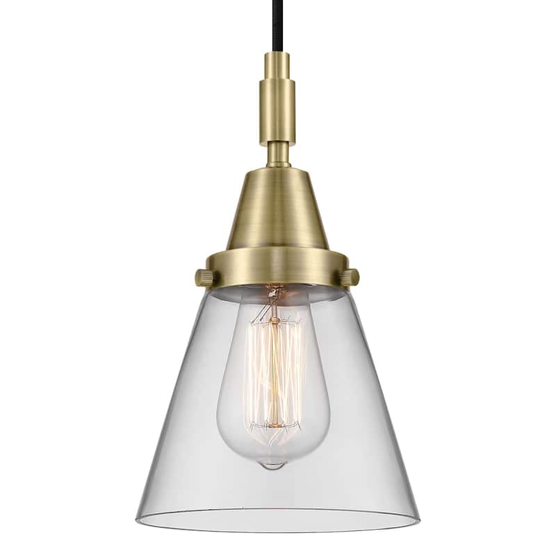 Innovations Lighting 447-1P-G62 Cone 6" Wide Mini Pendant with Clear - Antique Brass