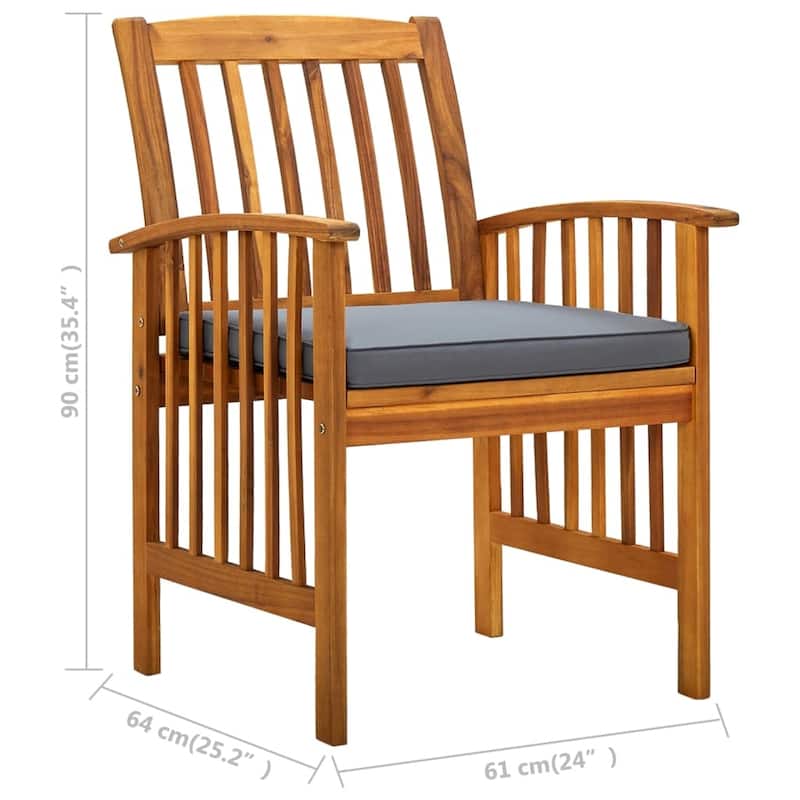 vidaXL Patio Dining Chairs with Cushions Solid Wood Acacia