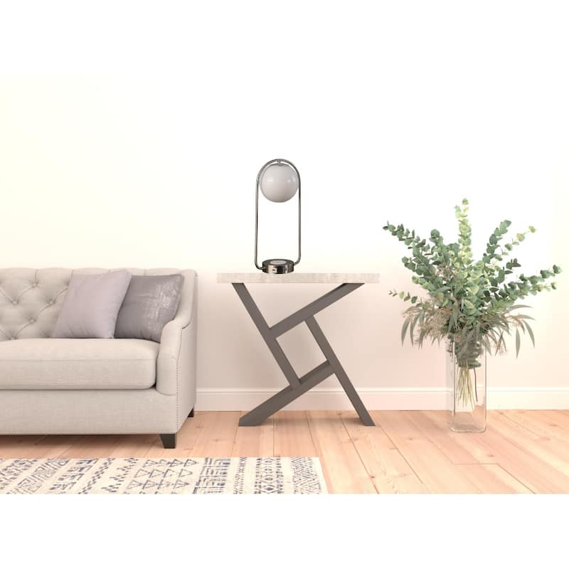 Silver Metal Globe Table Lamp with Glass Shade and USB Charging Port - 9” x 5.5” x 19.25” (D x W x H)