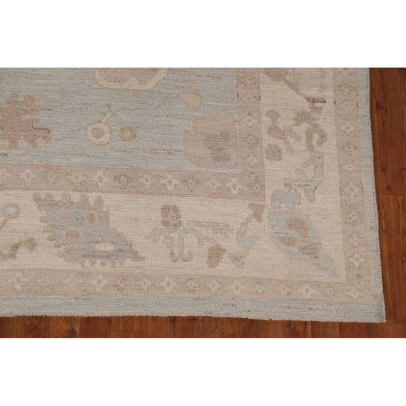 Grey Vegetable Dye Oushak Turkish Area Rug Hand-Knotted Wool Carpet - 8'10"x 11'8"