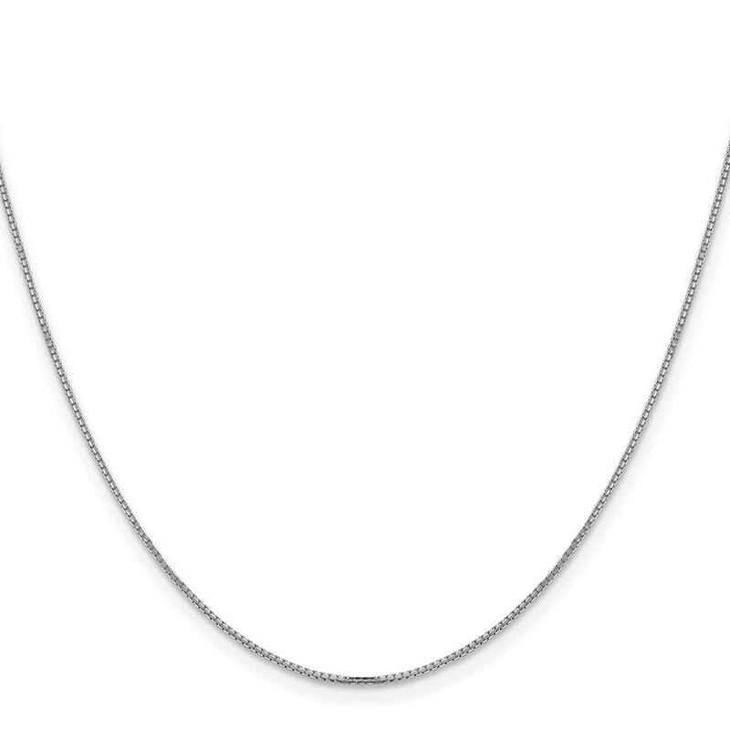 Curata 14k White Gold 1mm Concave Box Chain Necklace for Men