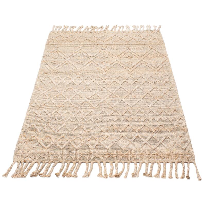 ECARPETGALLERY Braid weave Sienna Beige Wool Rug - 5'0 x 7'8