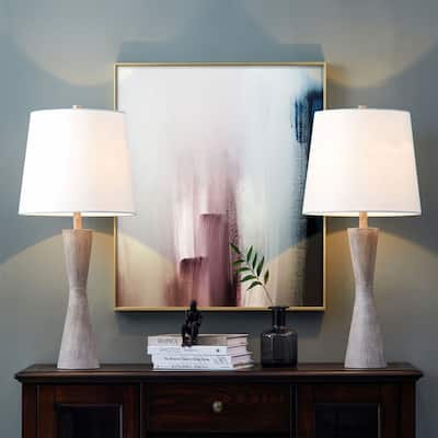 KAWOTI 27" Distressed Table Lamp Set (Set of 2)