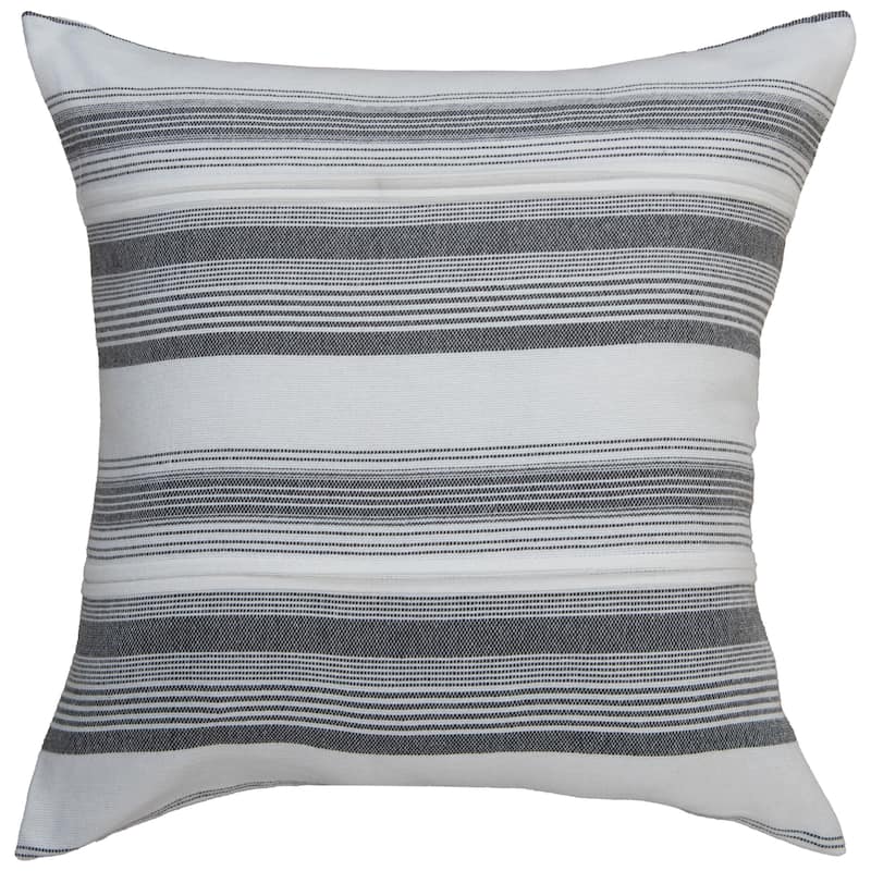 Rizzy Home Decorative Woven Stripe Throw Pillow - Polyester - White/Grey