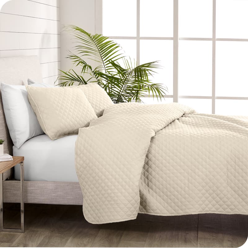 Bare Home Diamond Stitched Lightweight Microfiber Coverlet Set