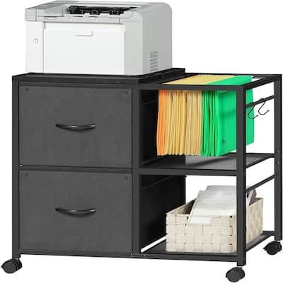 File Cabinet 2 Fabric Drawer Lateral Filing Cabinet fits A4 or Letter Size - 15.4"D x 27.9"W x 25.8"H