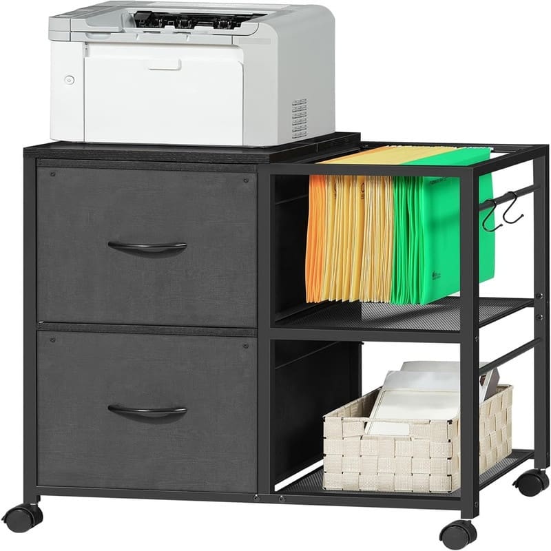 File Cabinet 2 Fabric Drawer Lateral Filing Cabinet fits A4 or Letter Size - 15.4"D x 27.9"W x 25.8"H