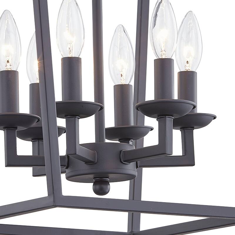 6 - Matte Black/ Gold Light Pendant - 16"x16"x24"