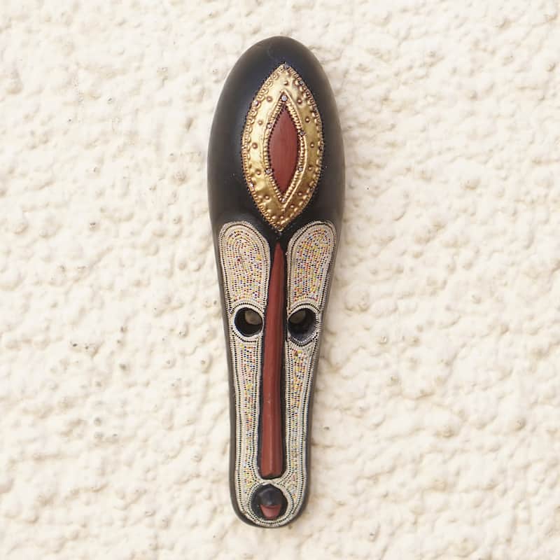 Novica Handmade Gracious Facet African Beaded Wood Mask