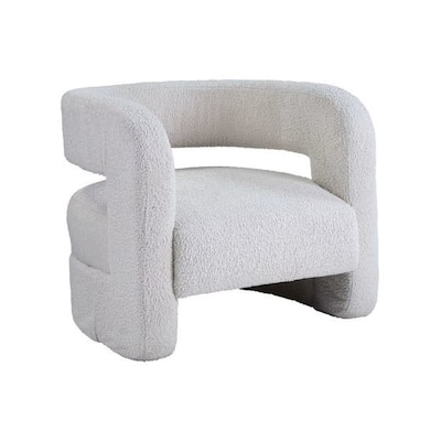 Teddy Sherpa Upholstered Accent Chair in White