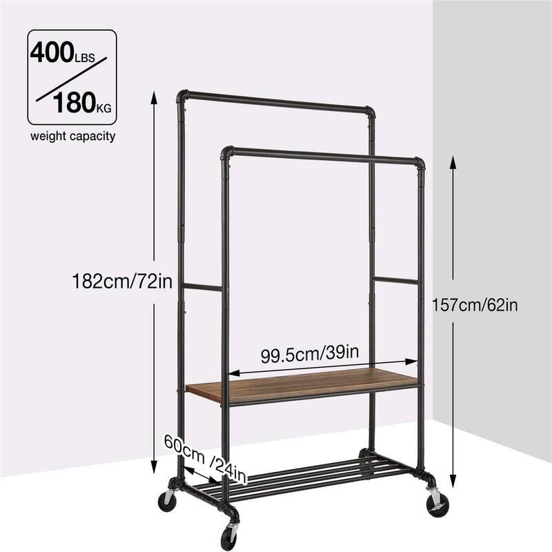 Clothes Rack with Shelves - 23.62"D x 39.17"W x 71.65"H