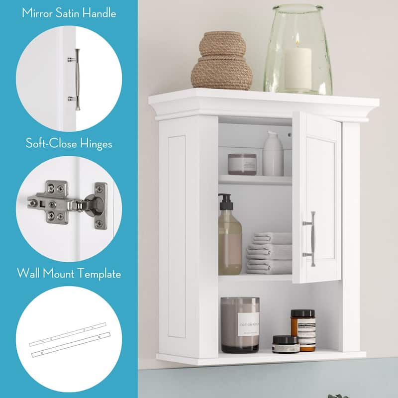 RiverRidge Somerset Single Door Bathroom and Laundry Wall Mount Storage Medicine Cabinet - White