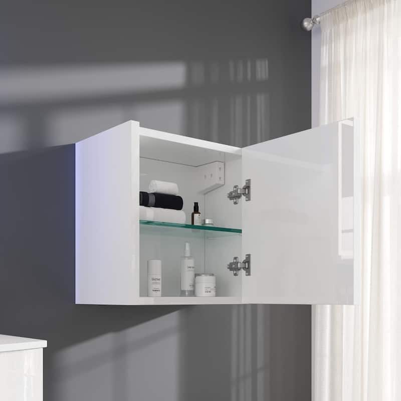 Eviva Libra 14"W x 7"D x 14"H Glossy White Wall-Mounted Linen Cabinet