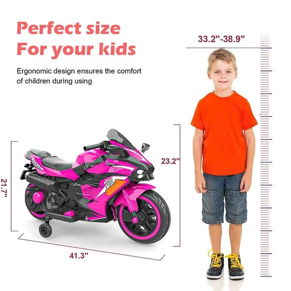 12V Electric Motorcycle, 2-Speed Ride On Toy with LED Lights and Music