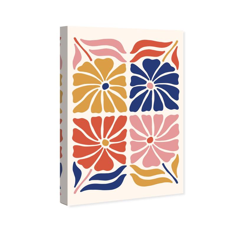 Wynwood Studio Canvas Floral and Botanical Seasonal Retro Flower Pink and Light Pink Modern & Contemporary Wall Art Canvas Print