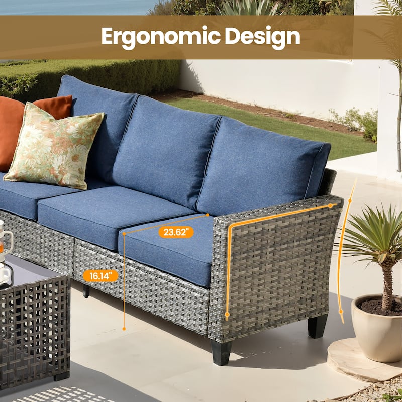 XIZZI 7-piece Outdoor Patio Furniture Set Wicker Chairs with Fire Table