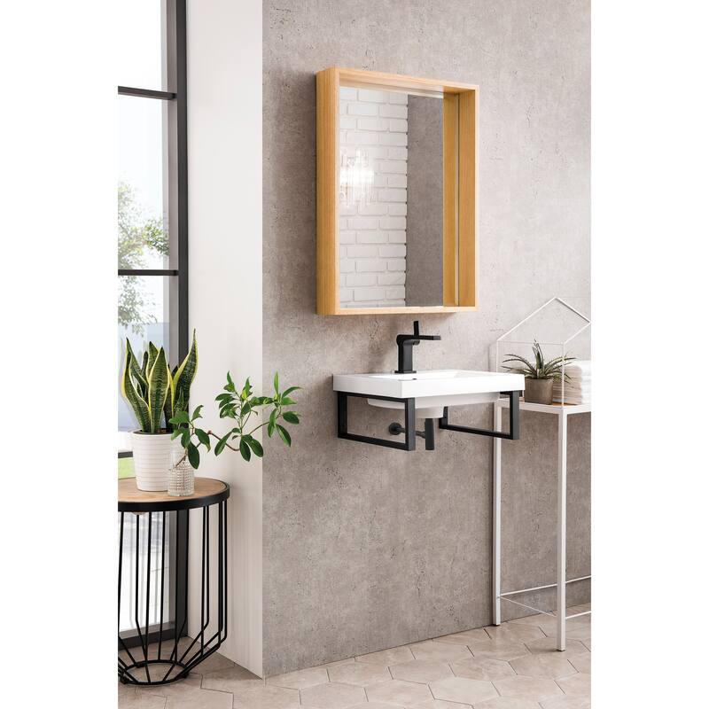 Two Boston 15 1/4" Wall Brackets, Brushed Nickel w/20" White Glossy Composite Countertop