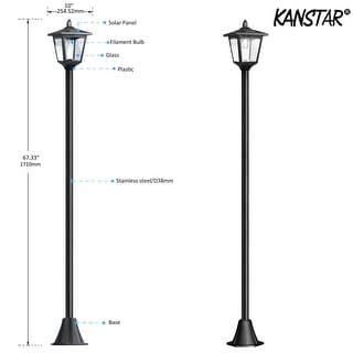 Kanstar 70'' LED Adjustable Solar Powered Vintage Street Lamp Post Light for Outdoor Lanscape Pathway Street Patio Garden Yard