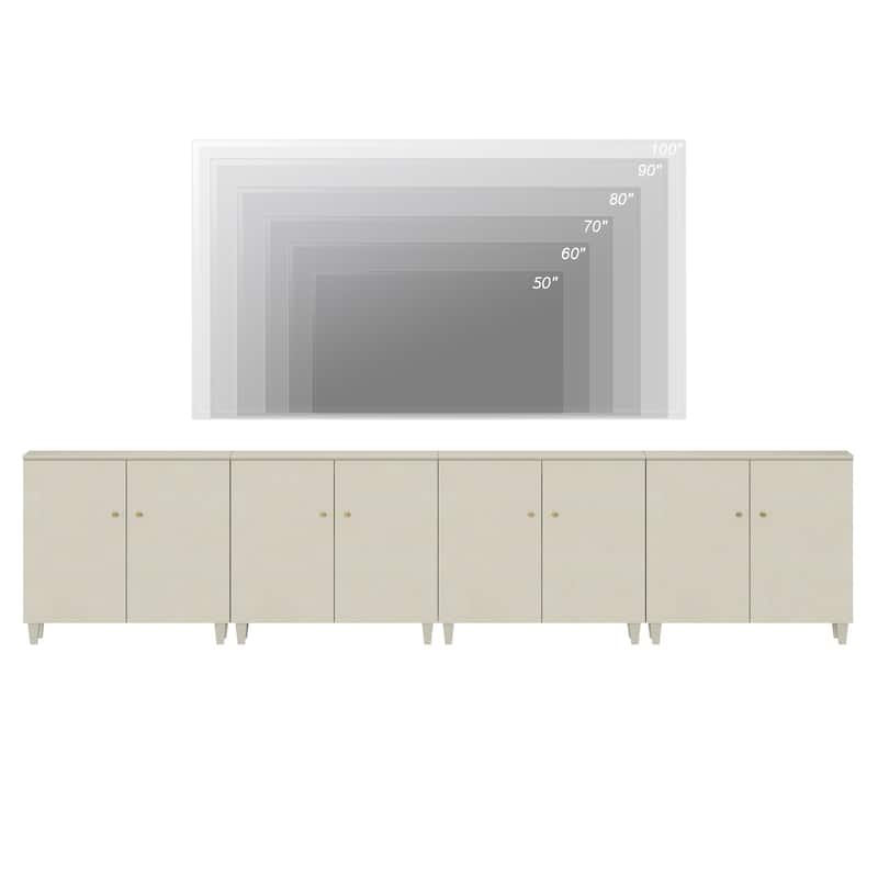 WAMPAT Wide TV Stand Cabinet, Entertainment Center with Doors, 32.4"H