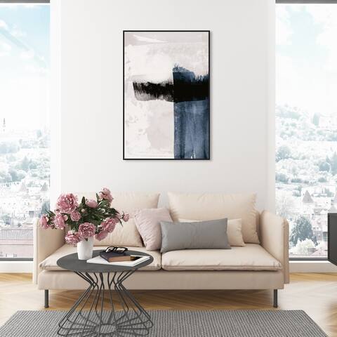 Oliver Gal 'Bliss' Abstract Wall Art Framed Canvas Print Paint - Blue, White