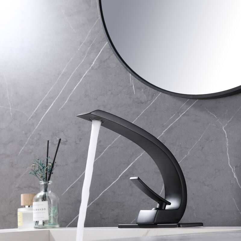 7.7"H Solid Brass Single-Handle Bathroom Sink Faucet with Drain Assembly (Deck plate included)