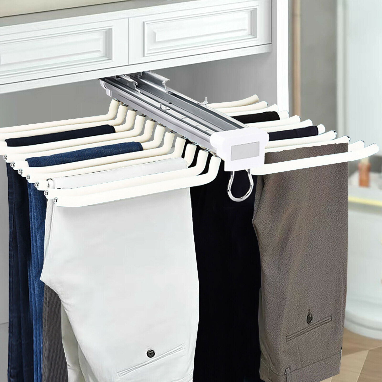 Pull Out Pants Rack 22 Arms Closet Trousers Hanger 22 Arms