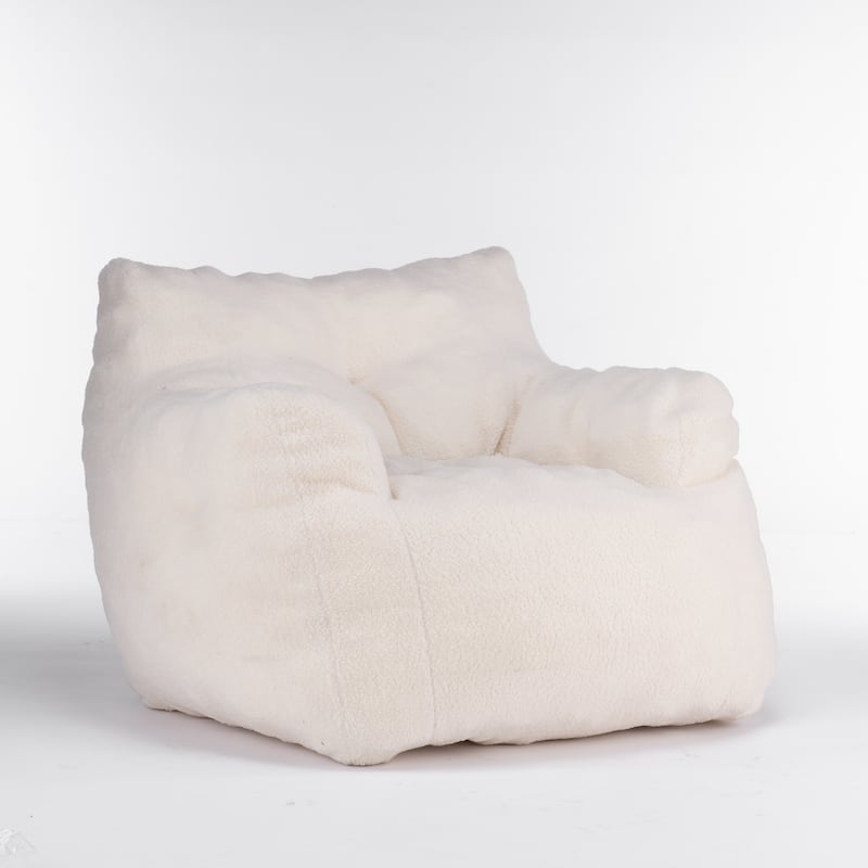 Soft Tufted Foam Bean Bag Chair With Teddy Fabric