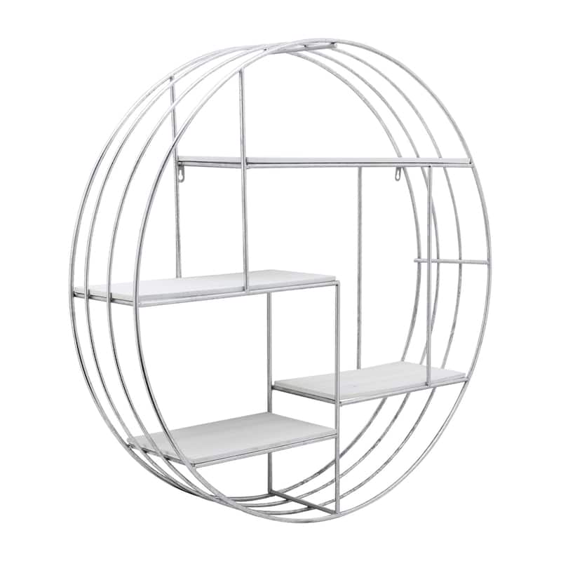 Sagebrook Home Modern Glam Iron and Wood Wall Storage Shelf - 32" x 7" x 32"
