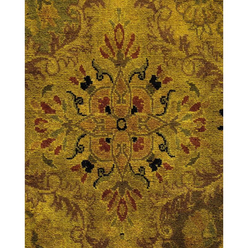 Overton Hand Knotted Wool Vintage Inspired Modern Contemporary Overdyed Gold Area Rug - 4' 7" x 7' 4"