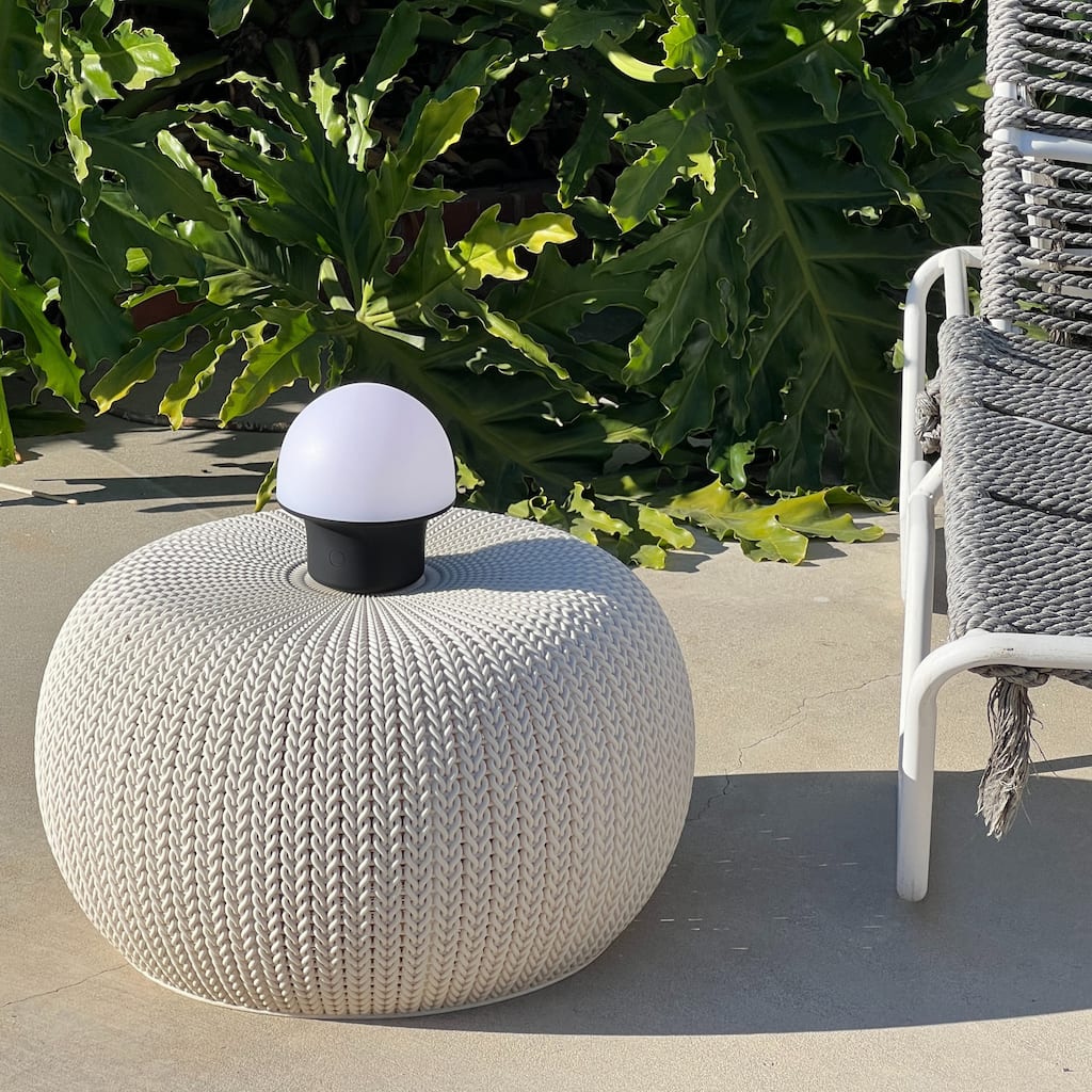 Portobello 6.6 in Matte Black Modern Portable Indoor/Outdoor Integrated LED Bedside Table Lamp with Built-In Dimmer