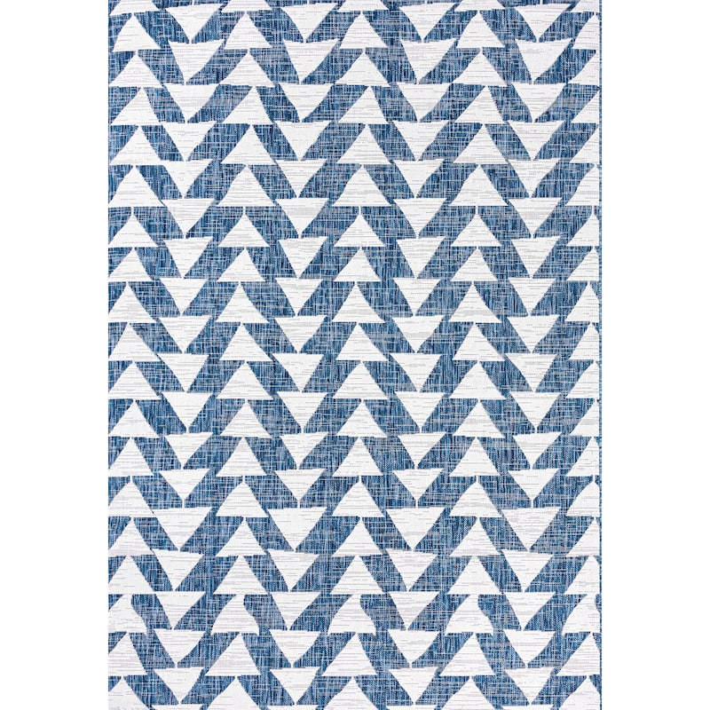 JONATHAN Y Marokko Modern Tribal Geometric Indoor/Outdoor Area Rug - 5 X 8 - Ivory/Blue
