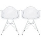preview thumbnail 20 of 24, Set of 2 Plastic Eiffel Molded Shell Retro Dining Chairs Accent For Living Room Kitchen Chrome Desk Designer Office CLEAR
