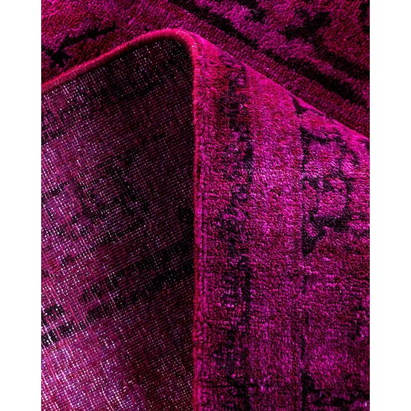Overton Hand Knotted Wool Vintage Inspired Modern Contemporary Overdyed Purple Runner Rug - 2' 7" x 11' 10"