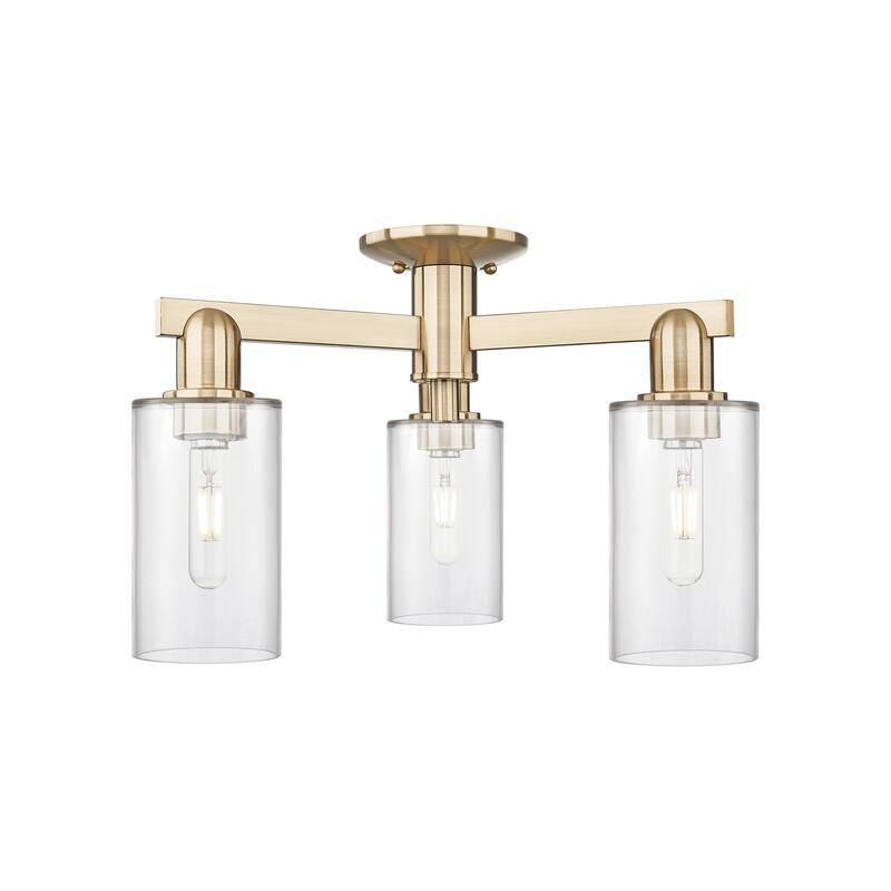 Innovations Lighting Endless Possibilities Arcadia - Clymer - 3 Light 21" Semi-Flush Mount - Clear/Champagne Bronze