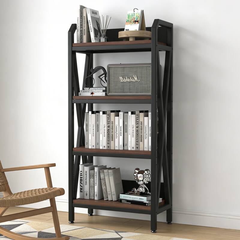 Anmytek 56.30 Inch Tall Bakers Rack 4 Level Storage Shelves Metal and Wood 25.60 Inch Length Kitchen Organizer Storage