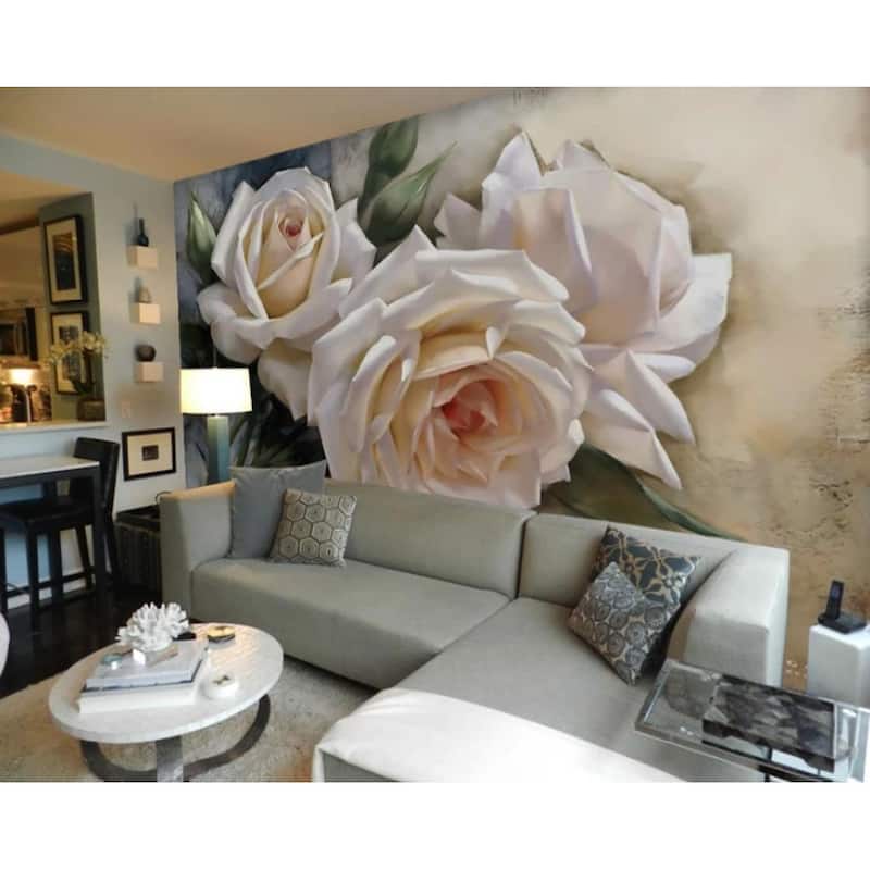 GK Wall Design 3D White Rose Nordic Removable Wallpaper