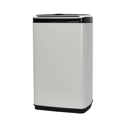 13 Gal Stainless Steel Motion Sensor Kitchen Trash Can, White