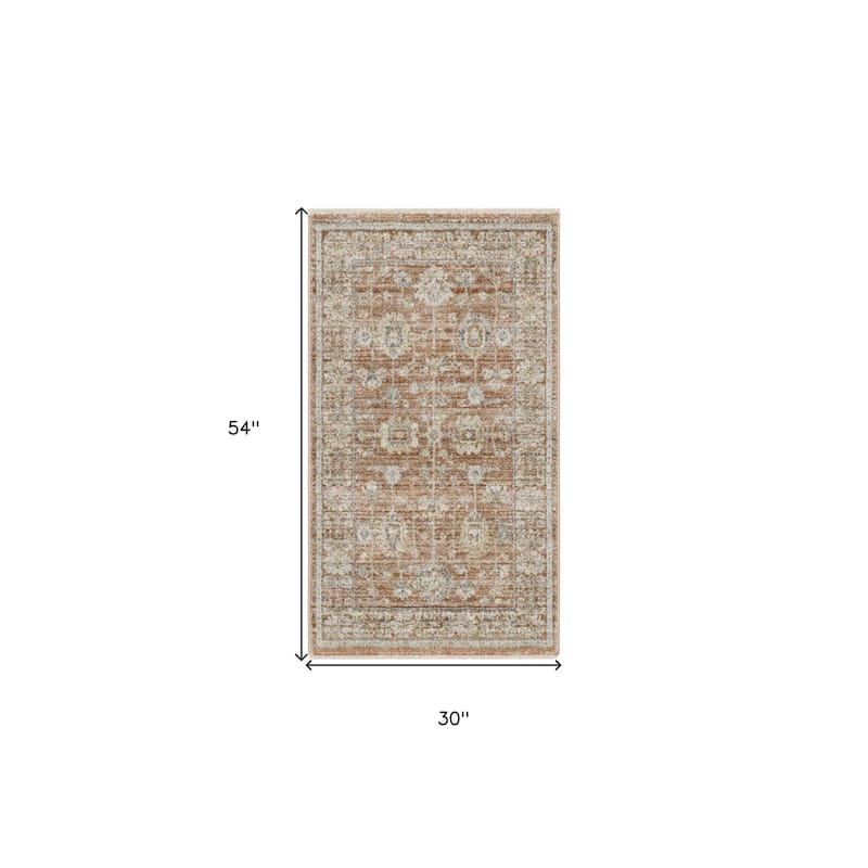 Leja Power Loomed Distressed with Fringe Area Rug By HomeRoots - 54' X '30' X '0.39