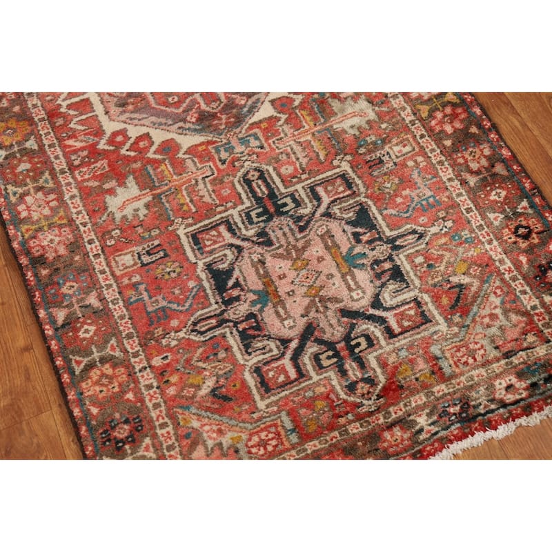 Tribal Geometric Gharajeh Persian Runner Rug Handmade Wool Carpet - 2'9"x 11'1"