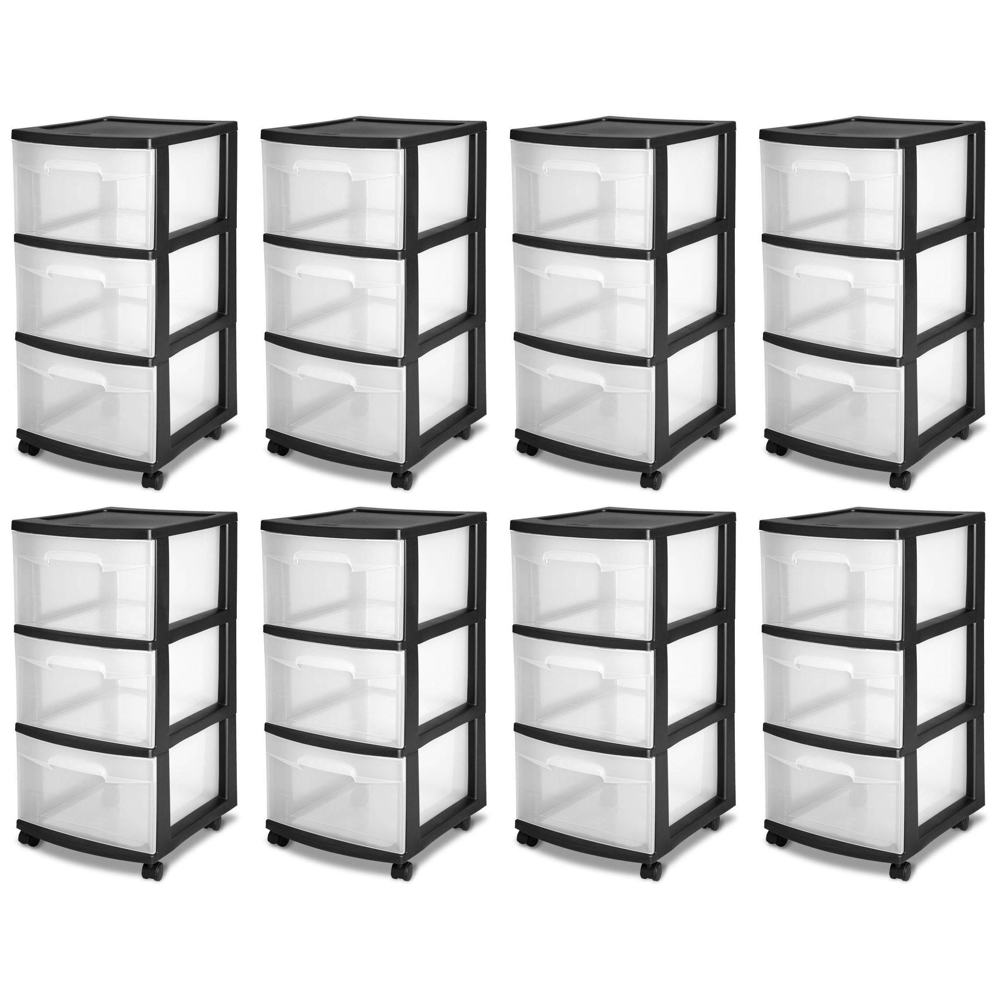 Sterilite 3 Drawer Storage Cart with Clear Drawers and Black Frame (8 Pack)  - 6 - Bed Bath & Beyond - 36022099